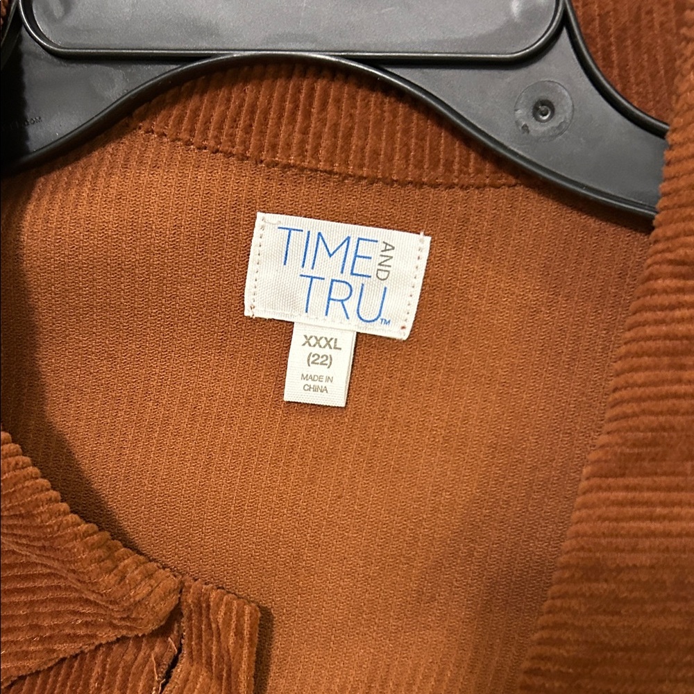 Time and Tru Rust Corduroy Button-Up Shacket - Picture 3 of 4